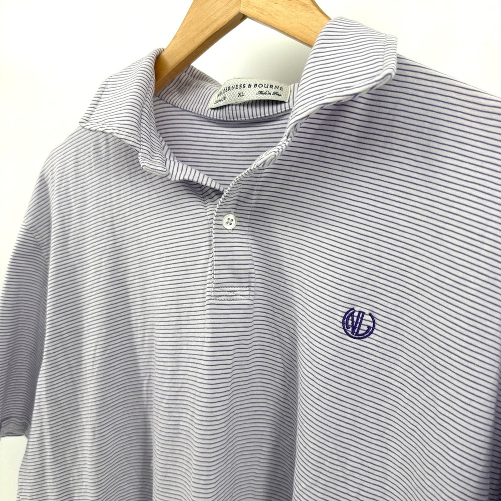 Holderness & Bourne No Laying Up Golf Polo Shirt Mens XL Purple White Striped